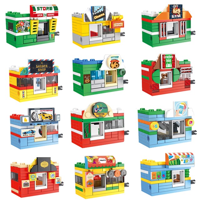 레고 호환 미니 스토어 블럭 상가거리 만들기 조립 블록 놀이 어린이선물