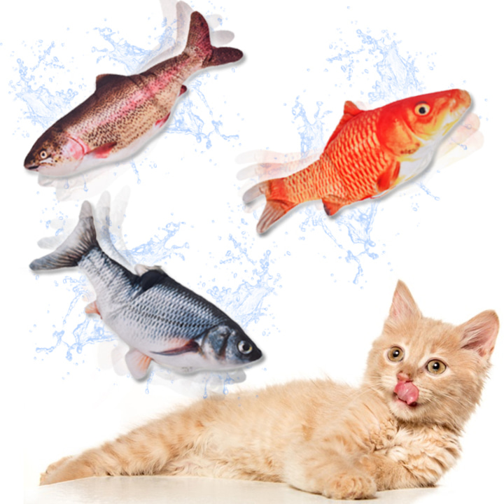 고양이 물고기 캣닢 자동 장난감 움직이는물고기 캣잎 쿠션 혼자 노즈워크