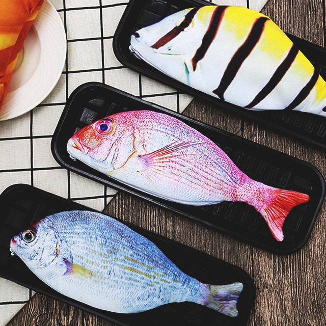 리얼 물고기 생선 모양 멀티 파우치 필통 이어폰 동전 지갑 케이스