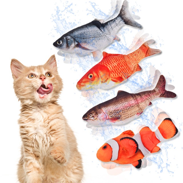 움직이는 강아지 고양이 캣닢 생선 물고기 인형 장난감