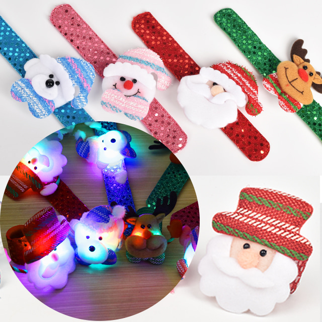 크리스마스 LED 팔찌 산타 루돌프 눈사람 북극곰 스팽글 액세서리