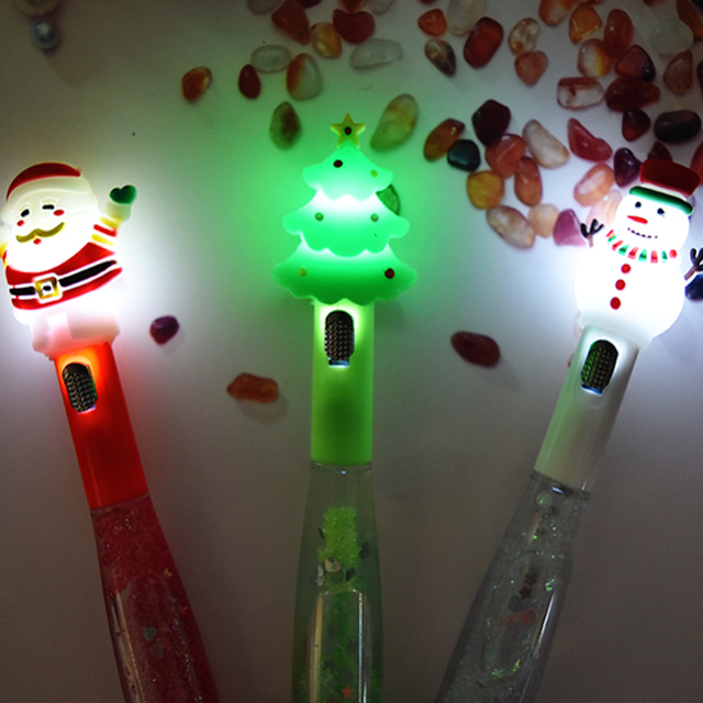크리스마스 볼펜 LED 캐릭터 산타 루돌프 캐릭터 잘써지는 불빛 펜
