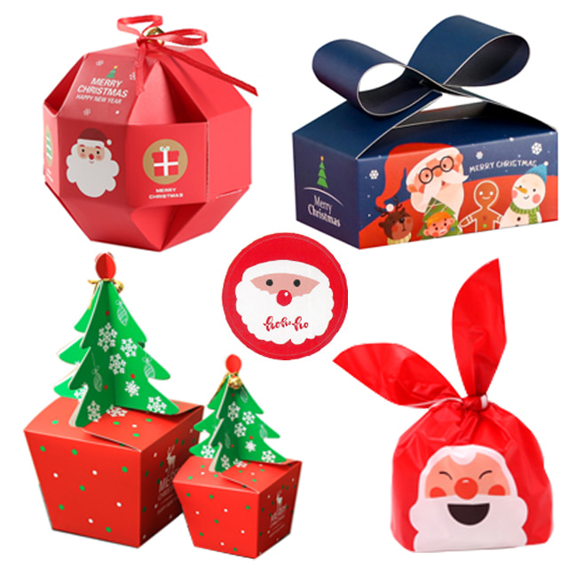 크리스마스 포장지 어린이집 포장 봉투 선물 쿠키 간식 사탕 종이 비닐 끈 포장택 OPP