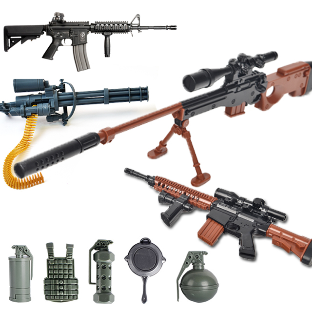 4D 프라모델 장난감 총 모형 배틀그라운드 저격총 소총 입문 중국 미니 피규어 조립 배그
