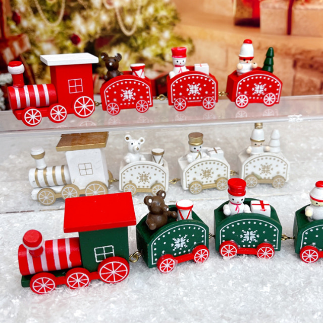 크리스마스 장식품 미니 원목 기차 포토존 테이블 꾸미기 장식 소품 트리 오너먼트 다이소