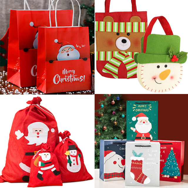 모아 크리스마스 선물 간식 포장 봉투 종이 어린이집 쇼핑백 대형 구디백 주머니