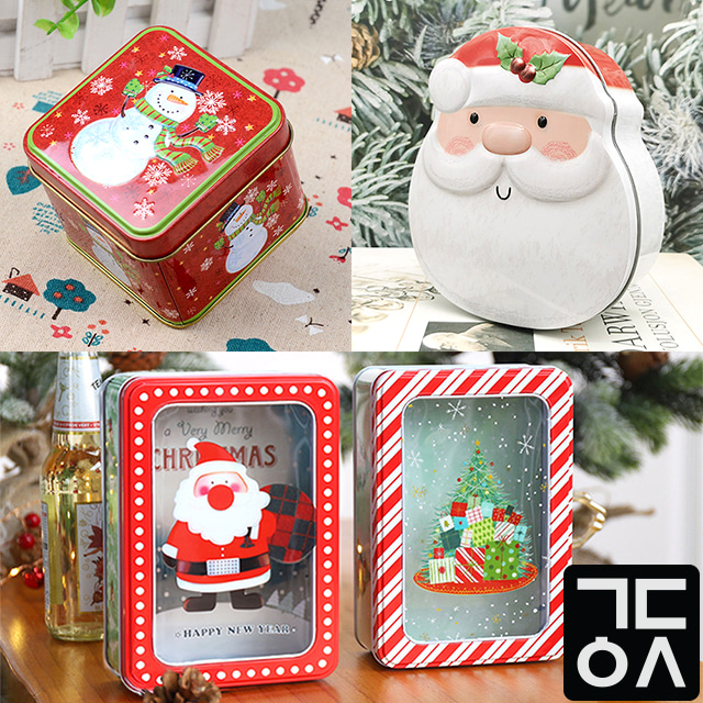 간단 크리스마스 틴케이스 눈사람 산타 장식 루돌프 선물 상자 포토존 꾸미기 장식품 주머니