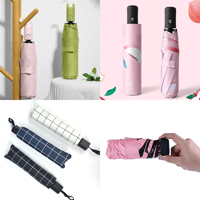 수동우산 체크 패턴 3단 5단 가벼운 초경량 휴대용 양산 UV 자외선 차단 반자동 우산