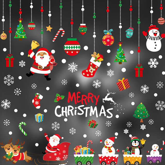 모아 크리스마스 창문 스티커 눈꽃 트리 데코 윈도우 시트지 눈결정체 유리창 장식 꾸미기
