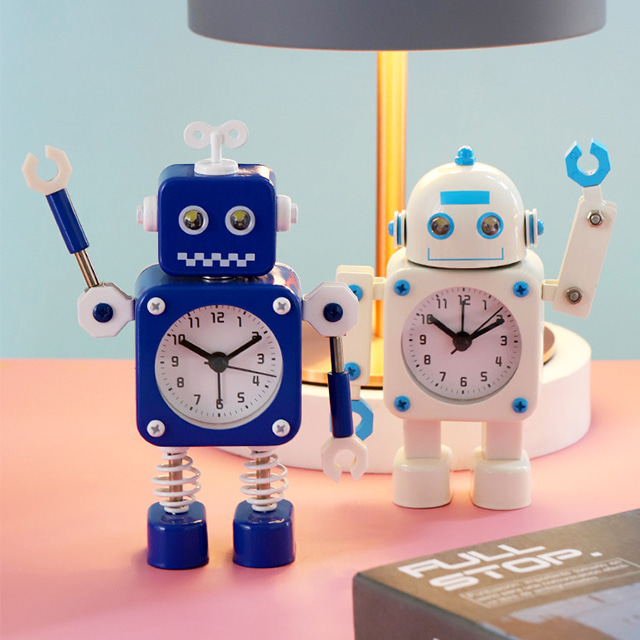 로봇시계 무선 건전지 시끄러운 탁상 LED 로봇 알람 시계 자명종 로봇알람시계