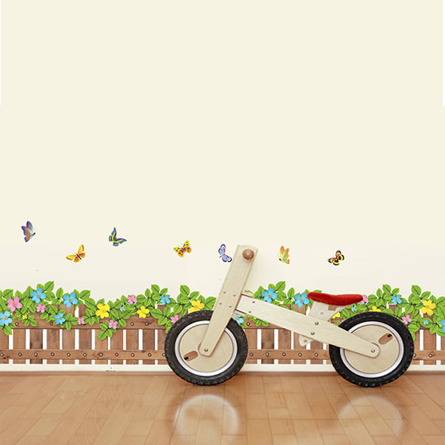 아이방 나비와 울타리 포인트 벽 데코 스티커