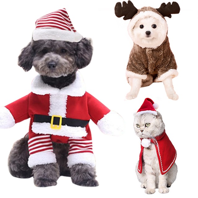 고양이 강아지 크리스마스 산타옷 산타모자 코스튬 웃긴옷 산타 루돌프 애견 용품