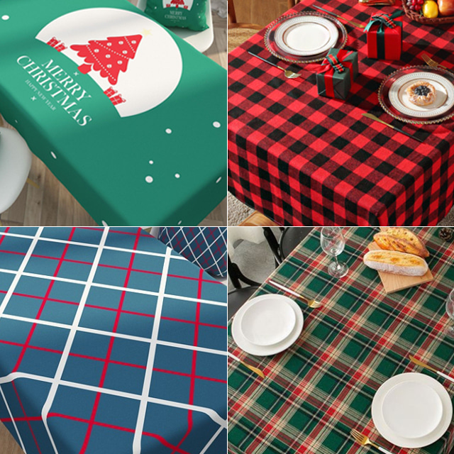 모아 크리스마스 테이블보 식탁보 고급형 체크 캠핑 방수 러너 홈파티 식탁 장식 다이소