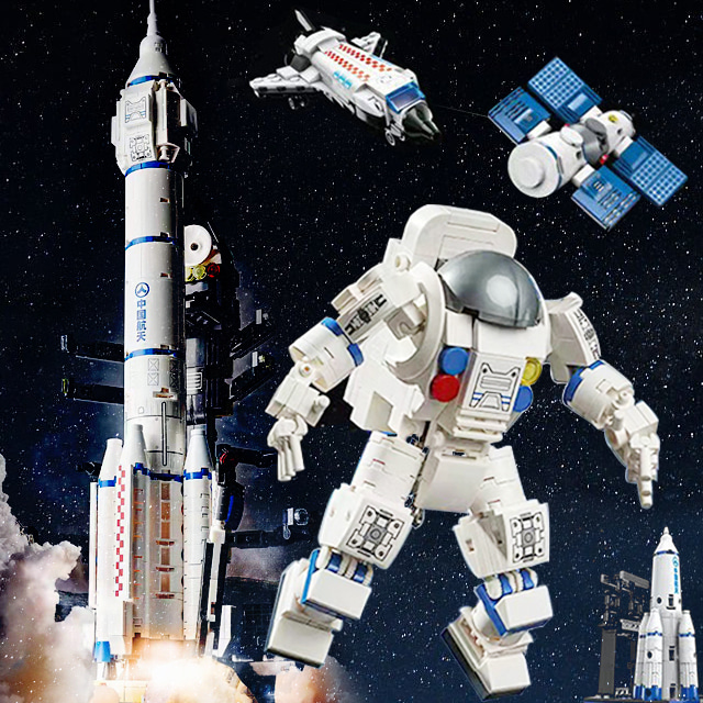 젠카 블럭 우주선 744A 우주탐험블럭 인공위성 비행기 로켓 계몽 조립 레고 호환 장난감
