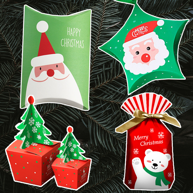 선물 포장 구디백 재료 OPP 비닐 봉투 크리스마스 어린이집 답례 쿠키 사탕 간식 스티커
